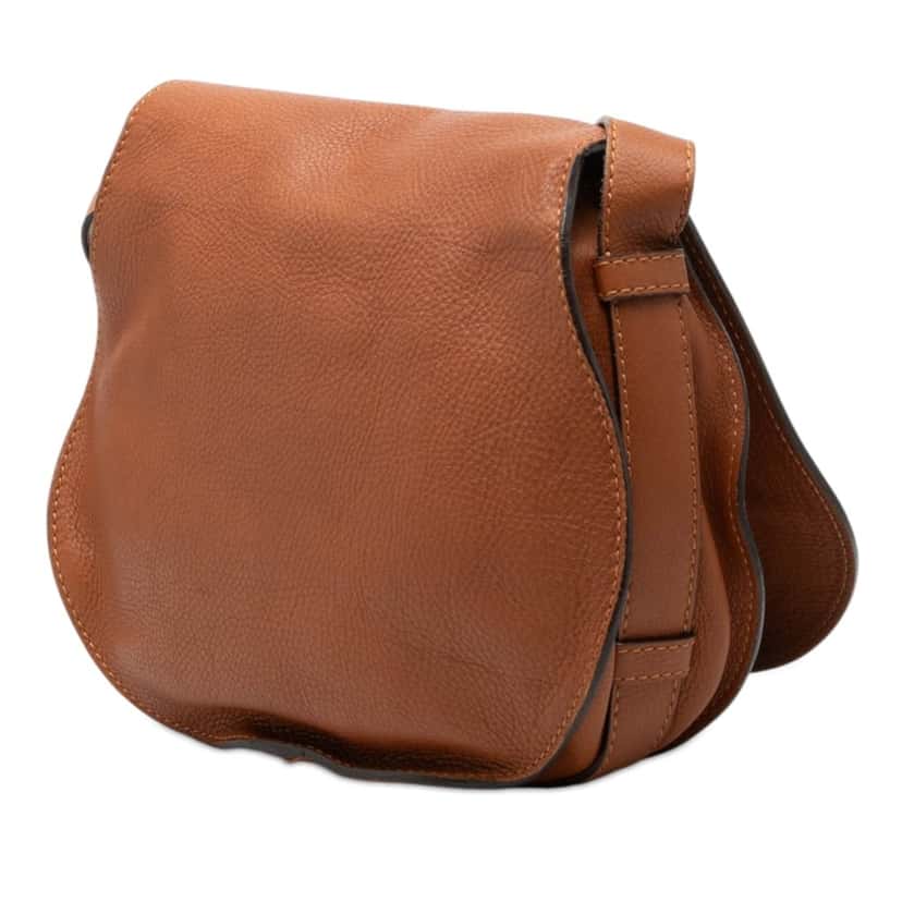 Chloé Grained Calfskin Marcie Saddle Crossbody Brown Leather Very good condition - Back View