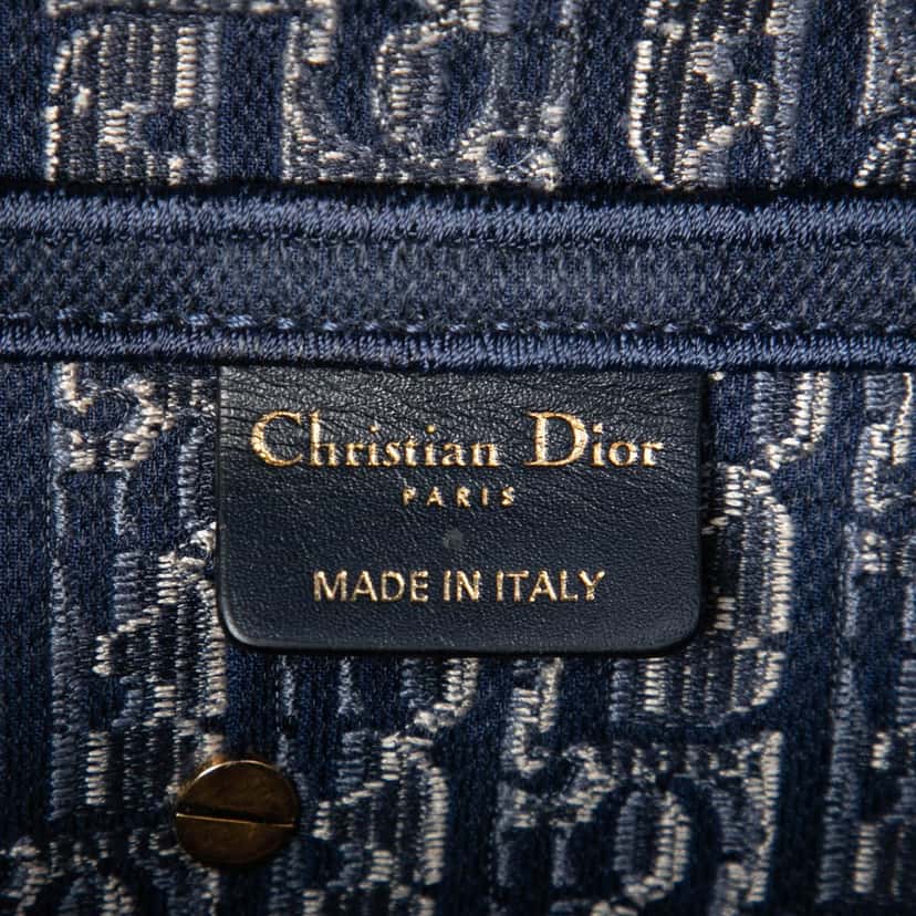 Dior Oblique Embroidered Velvet Saddle Bag Blue Very good condition - Box View