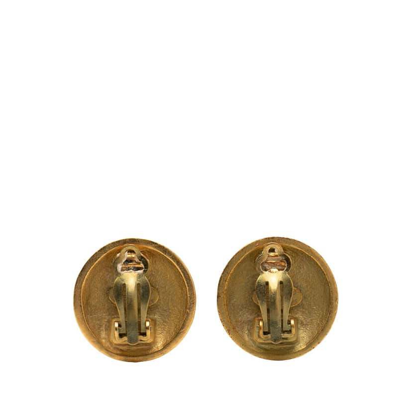 Chanel CC Gold Plated Round Clip On Earrings Gold Metal Very good condition - Back View