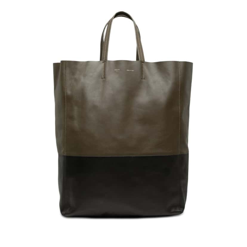 Celine Bicolor Leather Vertical Cabas Tote Green Leather Very good condition - Front View