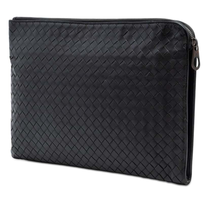 Bottega Veneta Nappa Intrecciato Clutch Black Leather Very good condition - Back View