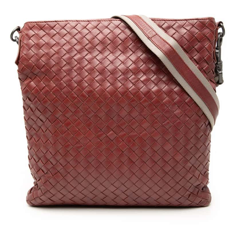 Bottega Veneta Nappa Intrecciato VN Crossbody Red Leather Very good condition - Front View