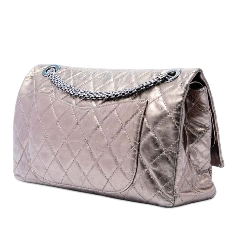 Chanel Metallic Aged Calfskin Reissue 2.55 Double Flap 227 Gold Leather Very good condition - Back View