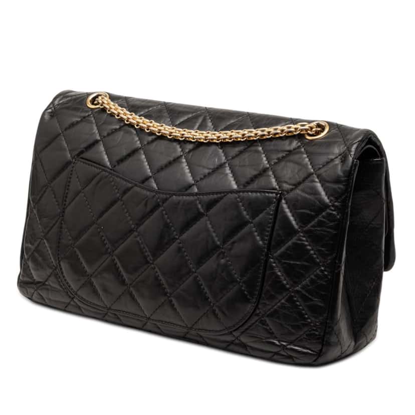 Chanel Quilted Aged Calfskin Reissue 2.55 Double Flap 227 Black Leather Very good condition - Back View