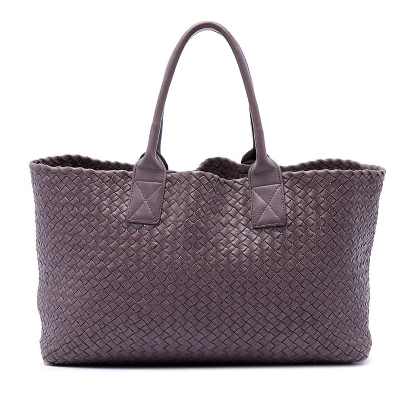 Bottega Veneta Limited Edition Medium Lambskin Intreccio Cabat Tote Purple Leather Very good condition - Front View