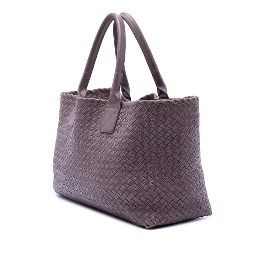 Bottega Veneta Limited Edition Medium Lambskin Intreccio Cabat Tote Purple Leather Very good condition - Back View