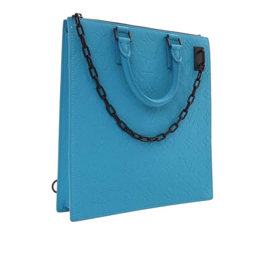 Louis Vuitton Monogram Taurillon Sac Plat Blue Leather Very good condition - Back View