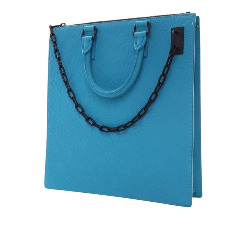 Louis Vuitton Monogram Taurillon Sac Plat Blue Leather Very good condition - Inside View