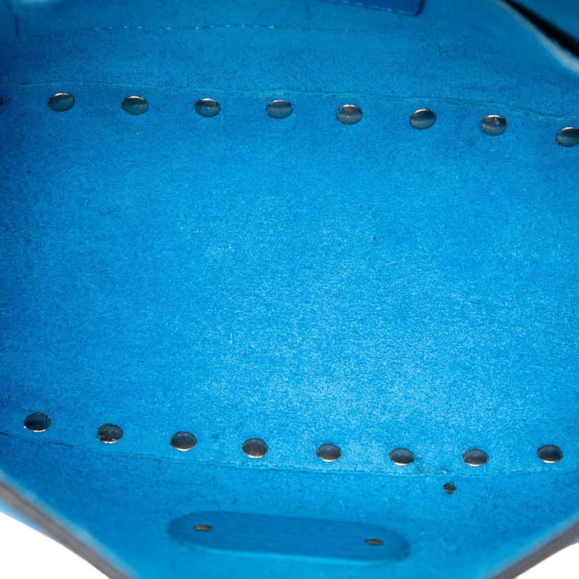 Valentino Mini Pebbled Calfskin Rockstud Flap Crossbody Blue Leather Very good condition - Model View