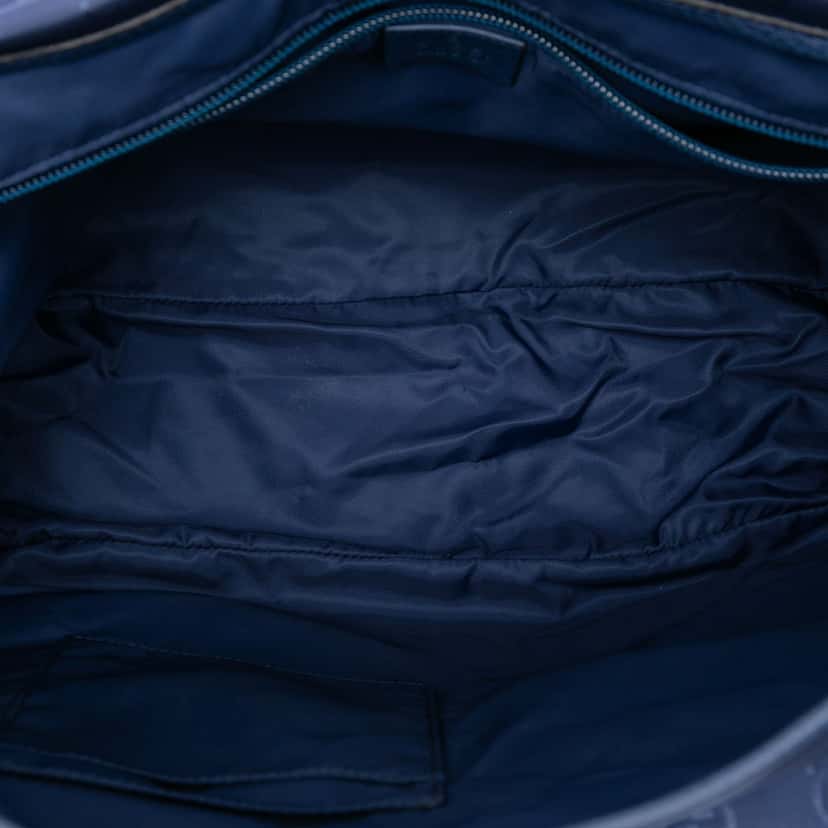 Gucci GG Nylon Double Buckle Flap Messenger Bag Blue Never worn, with tag - Model View