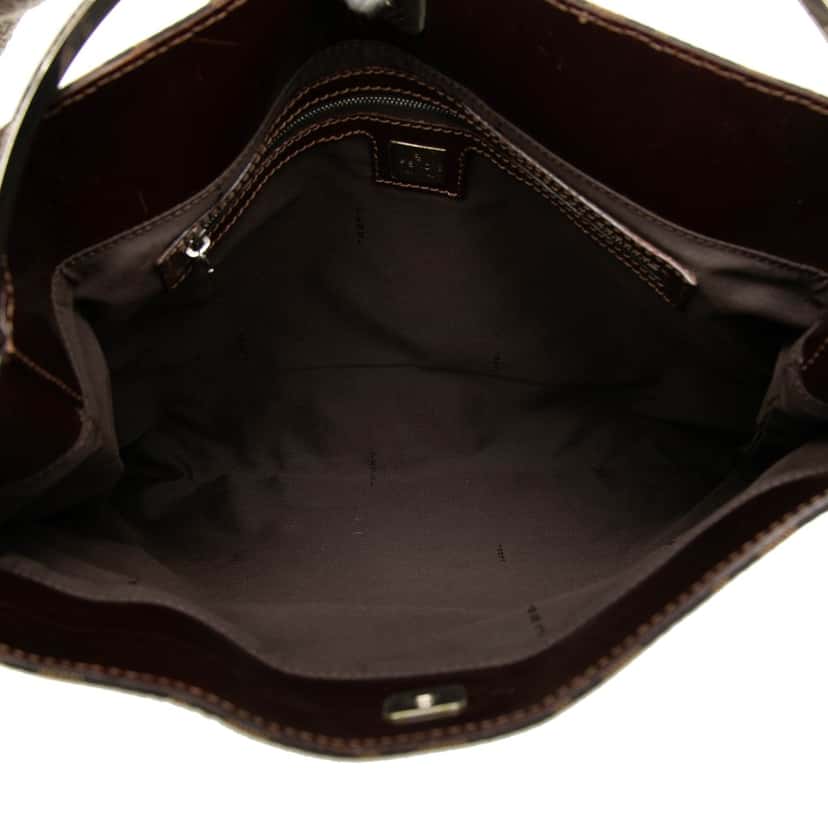 Fendi Zucca Canvas Metal Handle Tote Brown Very good condition - Model View