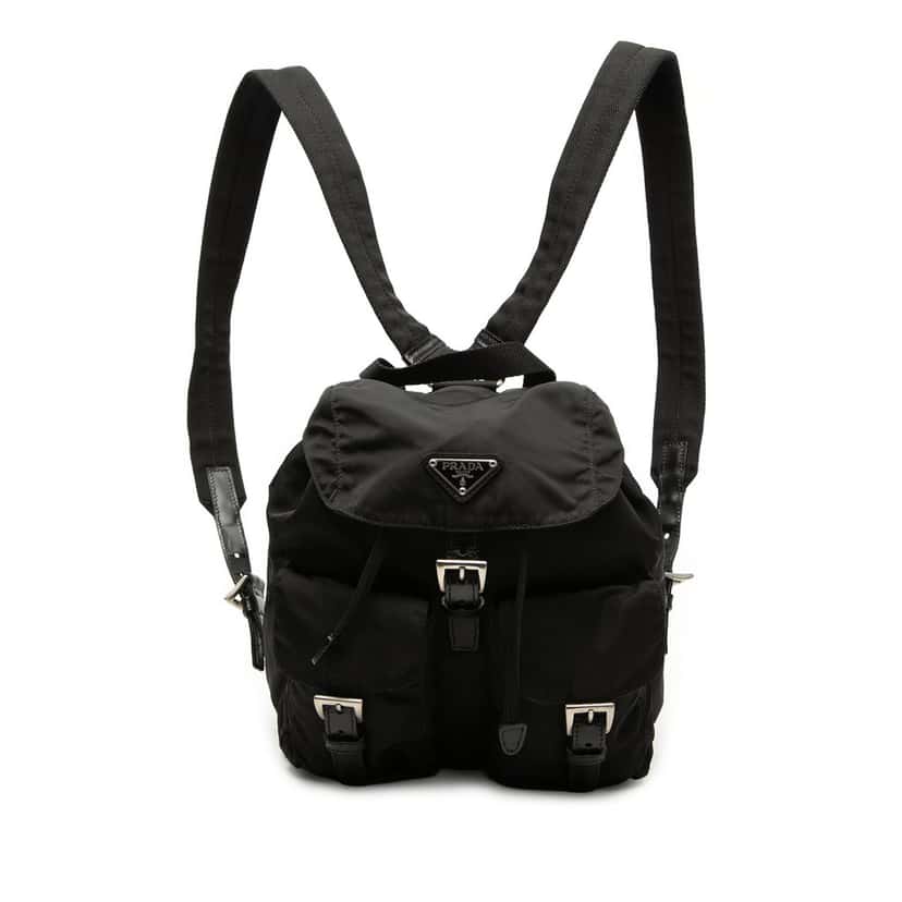 Prada Tessuto Drawstring Backpack Black Very good condition - Front View