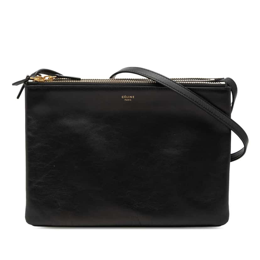Celine Large Lambskin Trio Crossbody Black Leather Very good condition - Front View