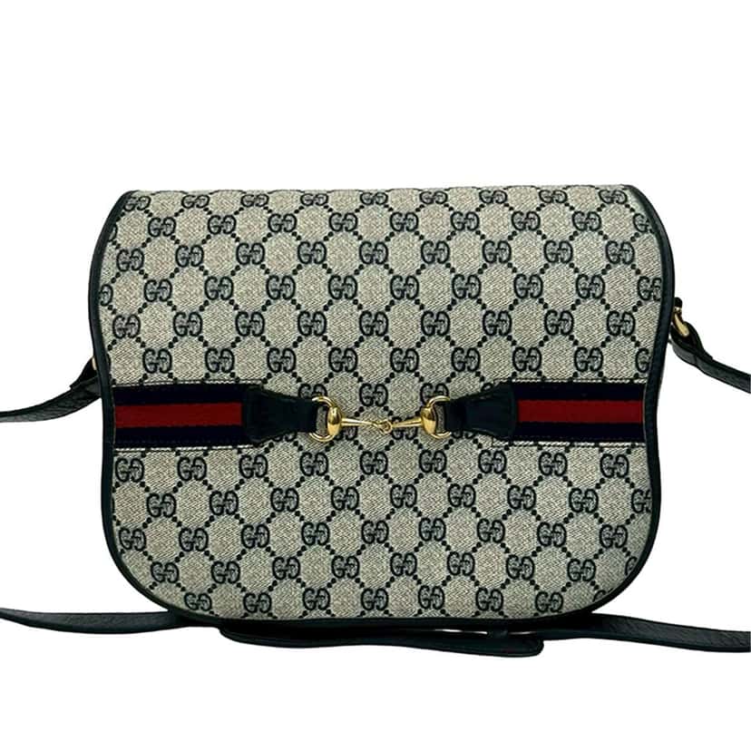 Gucci GG Supreme Horsebit Web Crossbody Beige Very good condition - Front View