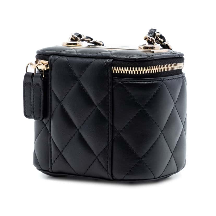 Chanel Mini Quilted Lambskin Trendy CC Vanity Case Black Leather Very good condition - Back View