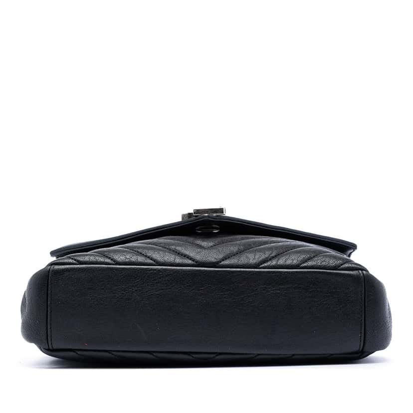Saint Laurent Medium Chevron Sheepskin Monogram College Satchel Black Leather Very good condition - Inside View