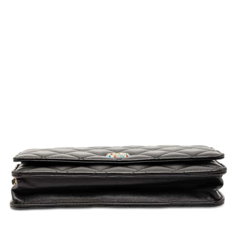 Chanel CC Quilted Lambskin Mosaic Wallet On Chain Black Leather Very good condition - Inside View