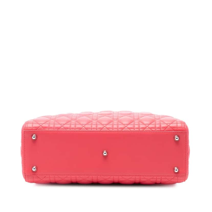 Dior Large Lambskin Cannage Lady Dior Pink Leather Very good condition - Inside View