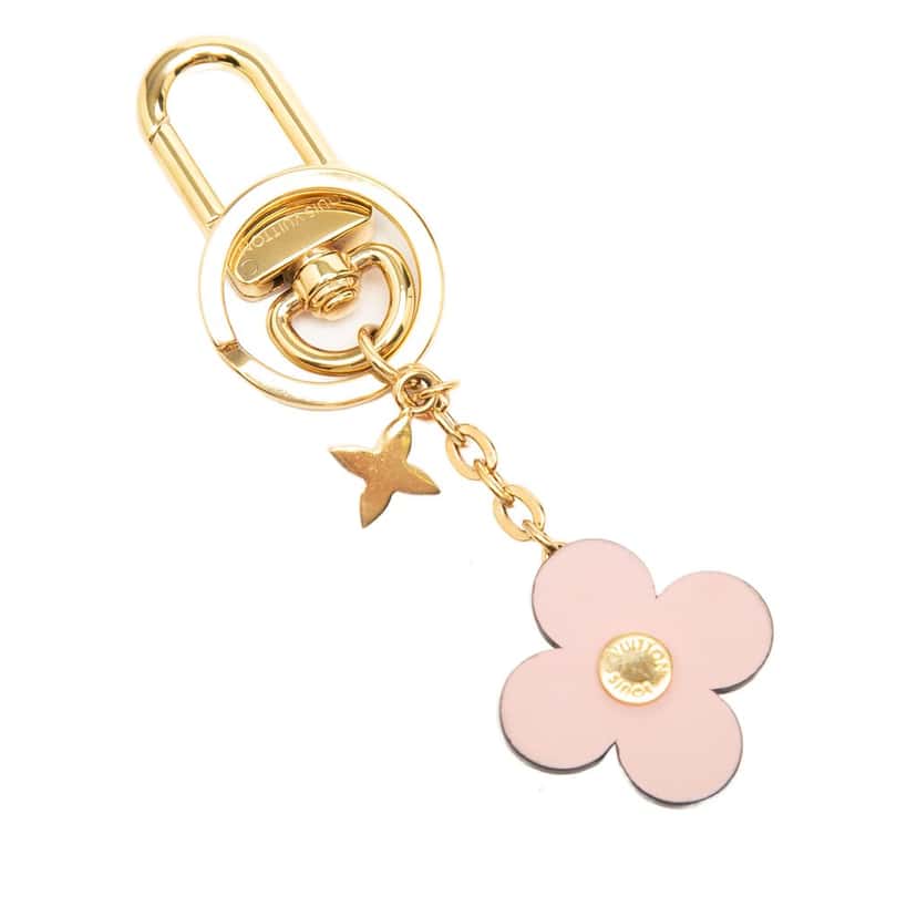 Louis Vuitton Gold Plated Monogram Blooming Flowers Bag Charm and Key Holder Gold Metal Very good condition - Back View
