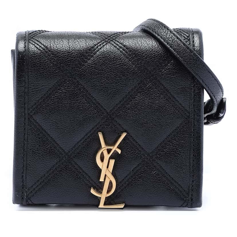 Saint Laurent Baby Quilted Lambskin Becky Belt Bag Black Leather Very good condition - Front View