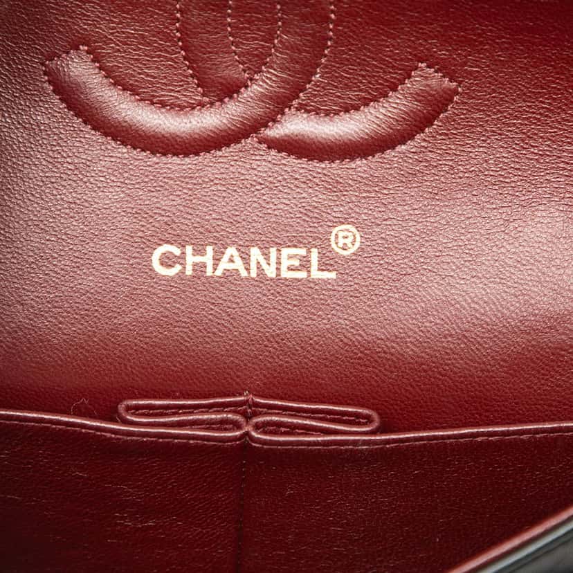 Chanel Medium Classic Lambskin Double Flap Black Leather Very good condition - Box View