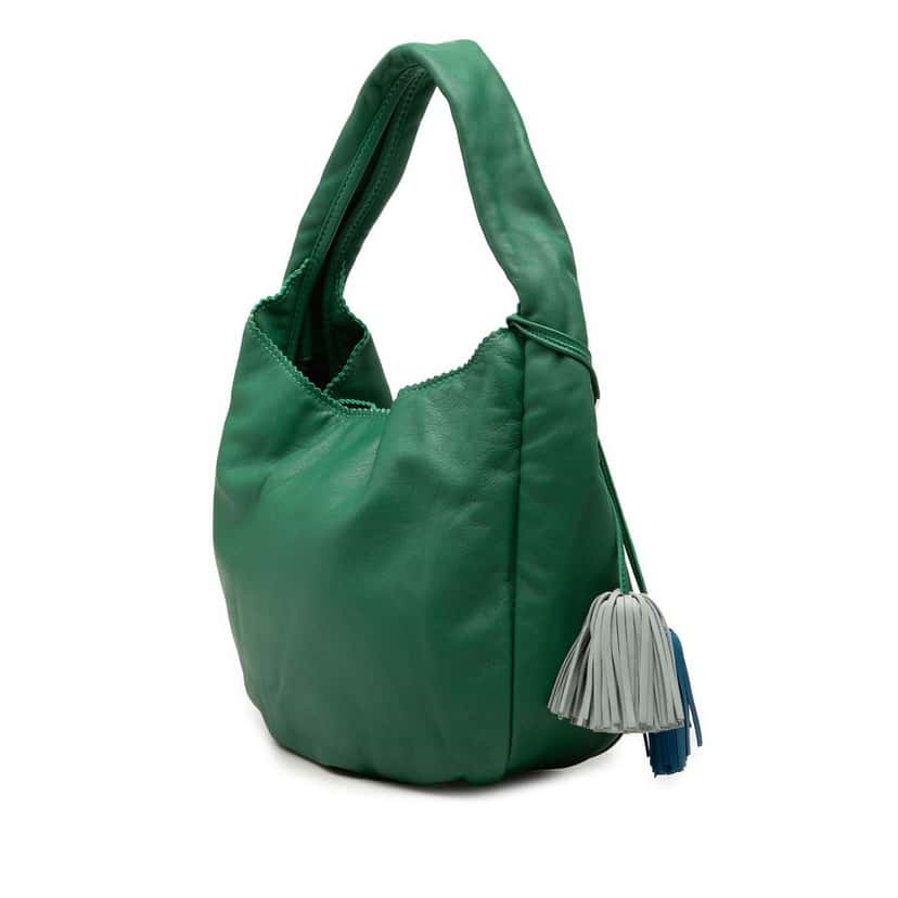 LOEWE Nappa Anagram Tassel Hobo Green Leather Very good condition - Back View