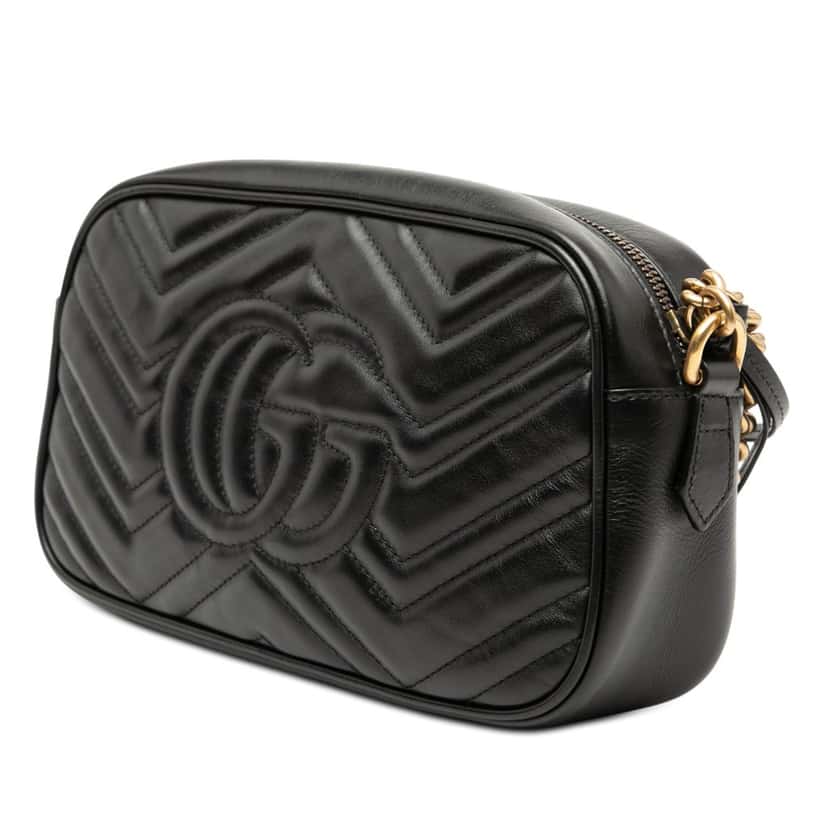 Gucci Small GG Marmont Matelasse Leather Crossbody Black Leather Very good condition - Back View