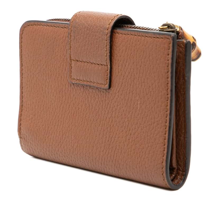 Gucci GG Marmont Calfskin Bamboo Bifold Wallet Brown Leather Very good condition - Back View