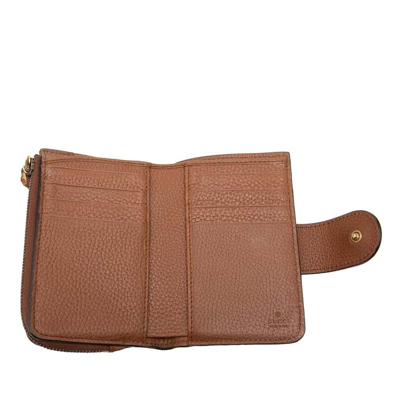 Gucci GG Marmont Calfskin Bamboo Bifold Wallet Brown Leather Very good condition - Model View