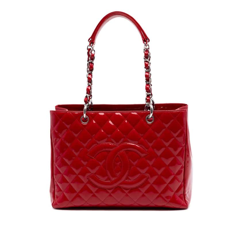 Chanel Patent Grand Shopping Tote Red Leather Very good condition - Front View