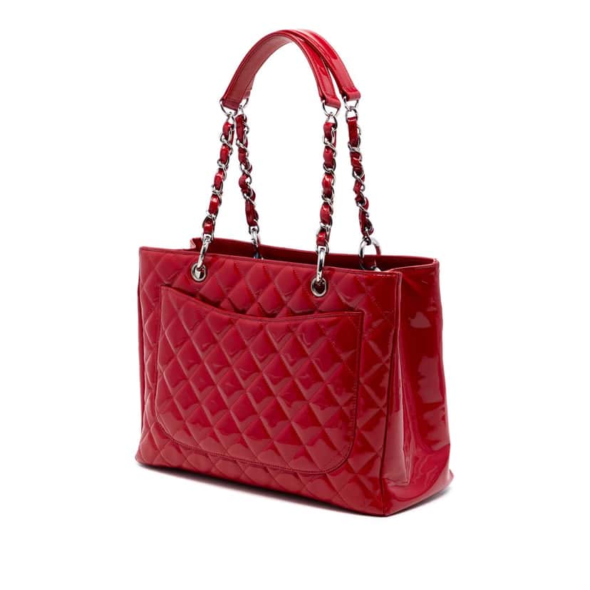 Chanel Patent Grand Shopping Tote Red Leather Very good condition - Back View