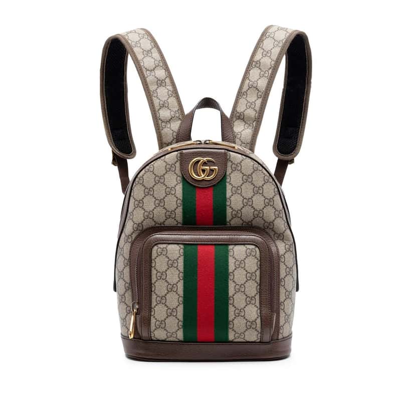 Gucci Small GG Supreme Web Ophidia Backpack Beige Very good condition - Front View