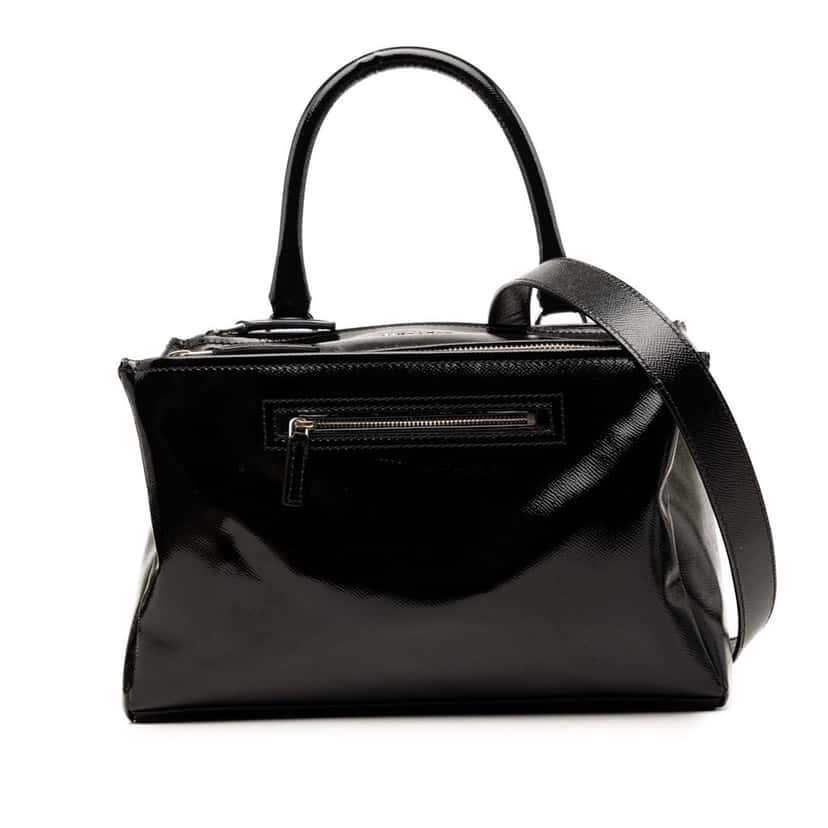 Givenchy Medium Textured Patent Pandora Satchel Black Leather Very good condition - Front View