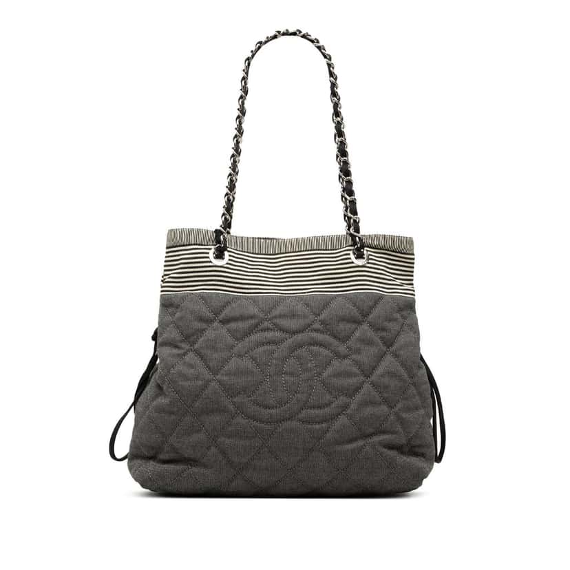 Chanel Medium Quilted Denim Bon Bon Tote Other Very good condition - Front View