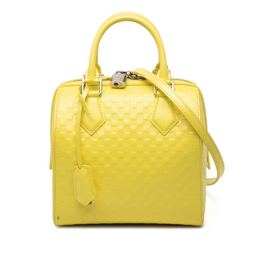 Louis Vuitton Damier Facette Speedy Cube PM Yellow Leather Very good condition - Front View