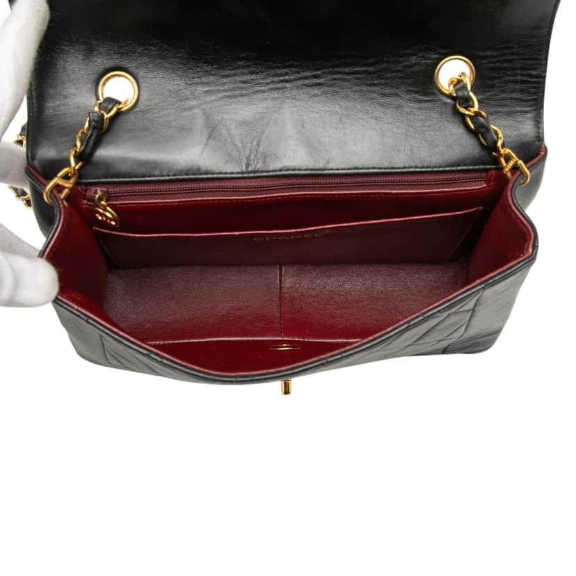 Chanel Medium Lambskin Diana Flap Black Leather Good condition - Model View