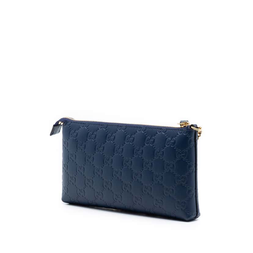 Gucci Guccissima Chain Pochette Blue Leather Very good condition - Back View