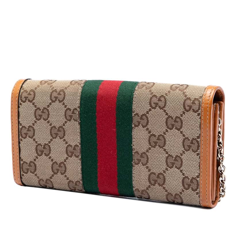 Gucci GG Canvas Web Horsebit Wallet on Chain Beige Very good condition - Back View
