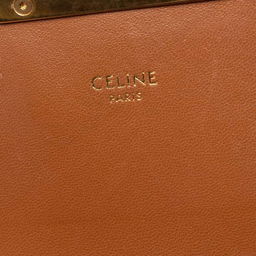 Celine Teen Canvas and Calfskin Triomphe Crossbody Beige Very good condition - Box View