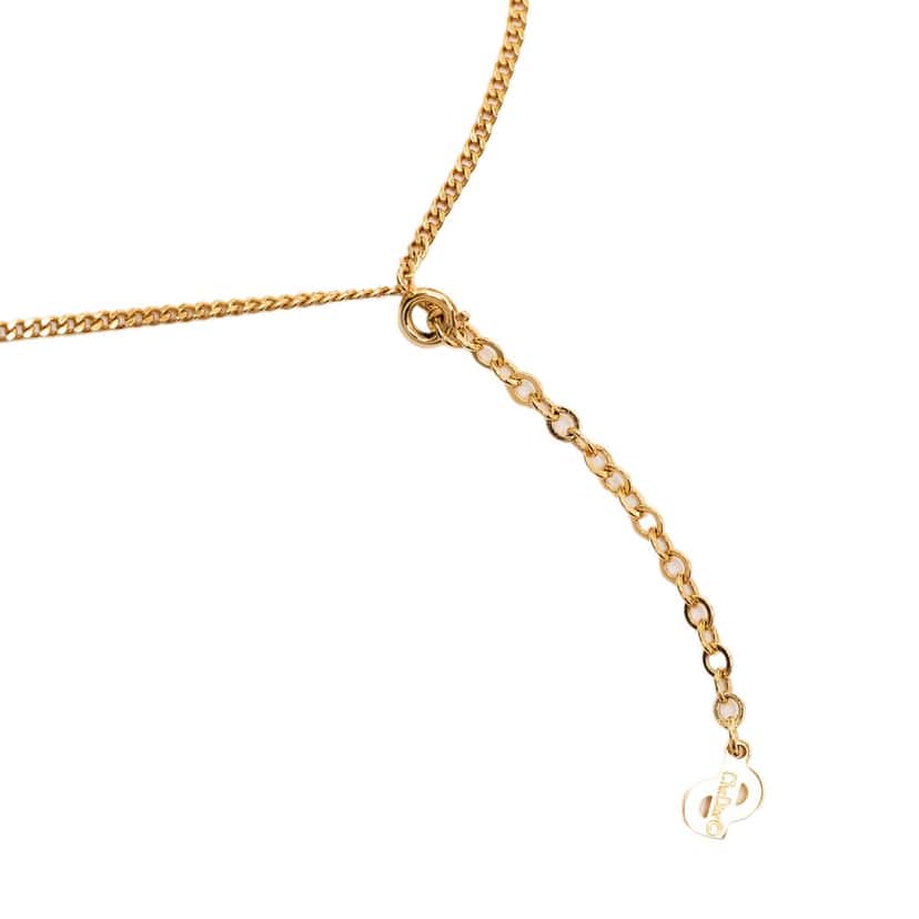 Dior Gold Plated Strass CD Logo Pendant Necklace Gold Metal Very good condition - Model View