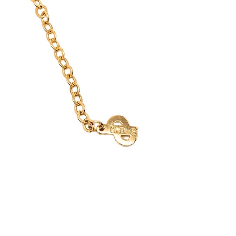 Dior Gold Plated Strass CD Logo Pendant Necklace Gold Metal Very good condition - Box View