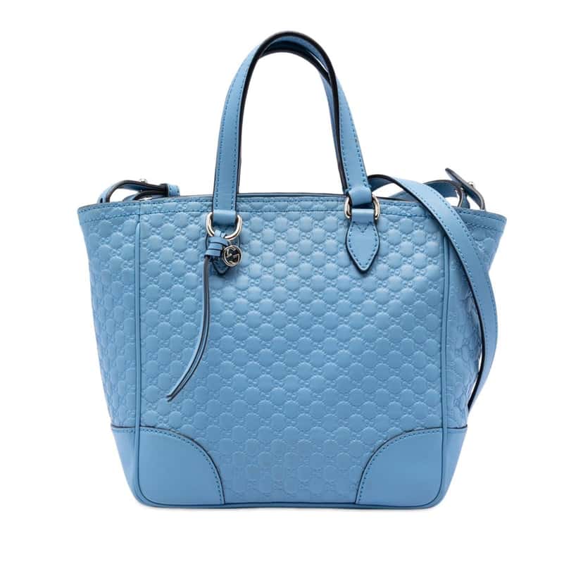 Gucci Small Microguccissima Bree Satchel Blue Leather Very good condition - Front View