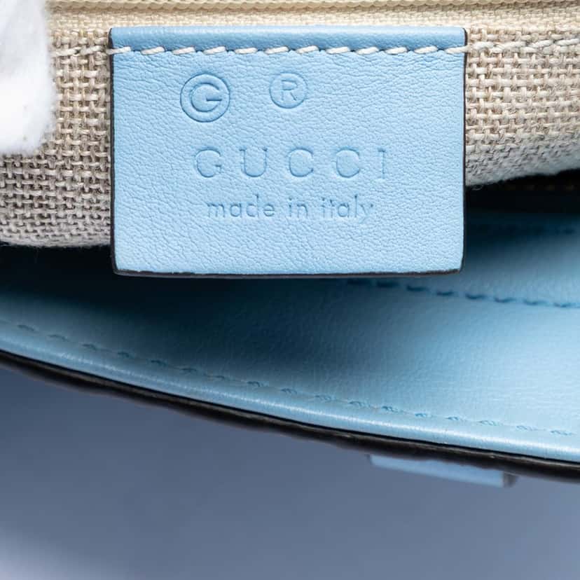 Gucci Small Microguccissima Bree Satchel Blue Leather Very good condition - Box View