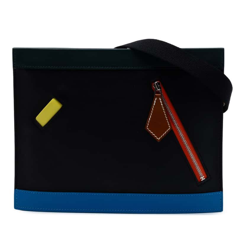 Hermès Barenia and Swift Colormatic Horizontal Crossbody Black Leather Very good condition - Front View