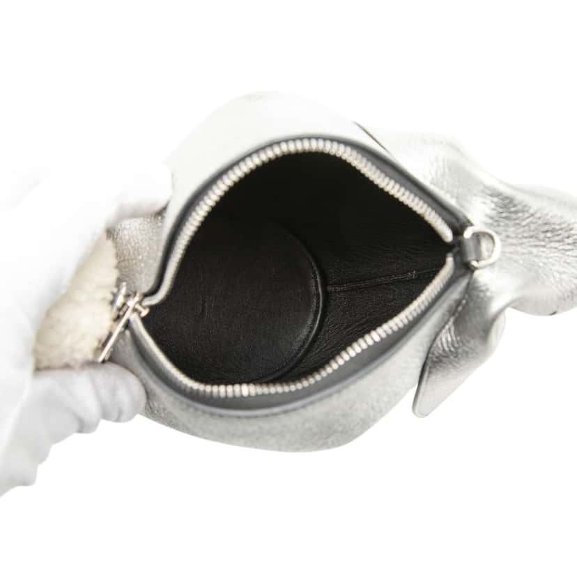 LOEWE Mini Metallic Calfskin Shearling Bunny Crossbody Silver Leather Very good condition - Model View