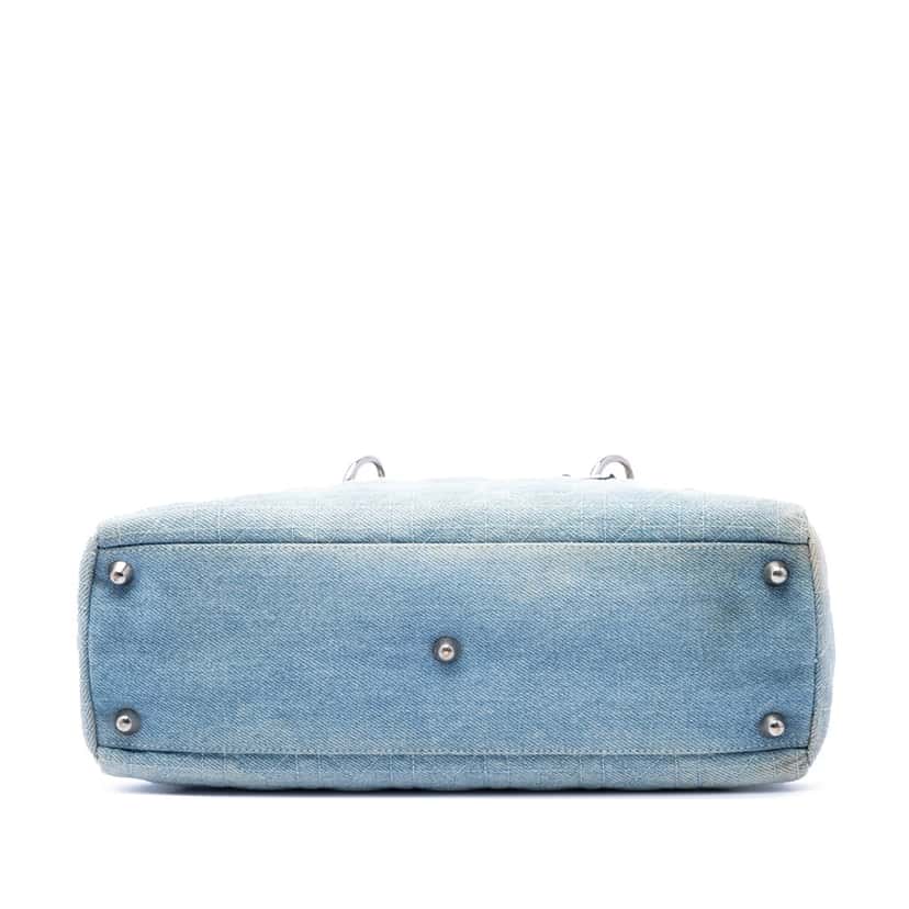 Dior Large Denim Cannage Acrylic Handles Lady Dior Blue Very good condition - Inside View