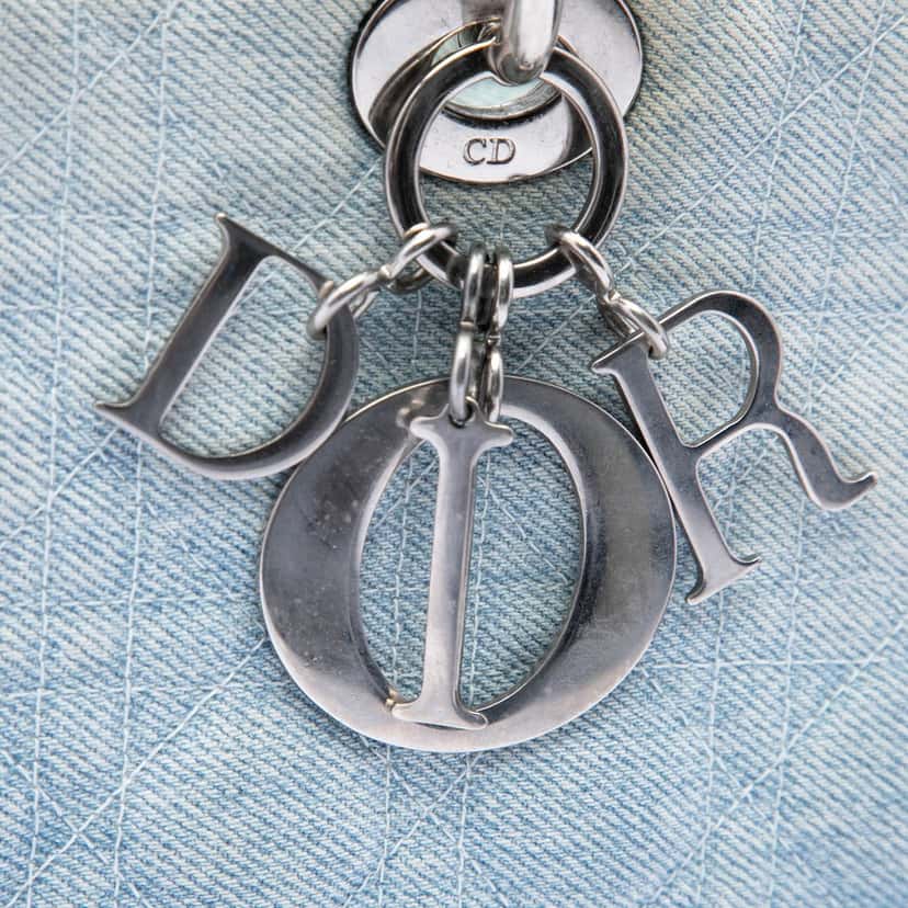 Dior Large Denim Cannage Acrylic Handles Lady Dior Blue Very good condition - Box View