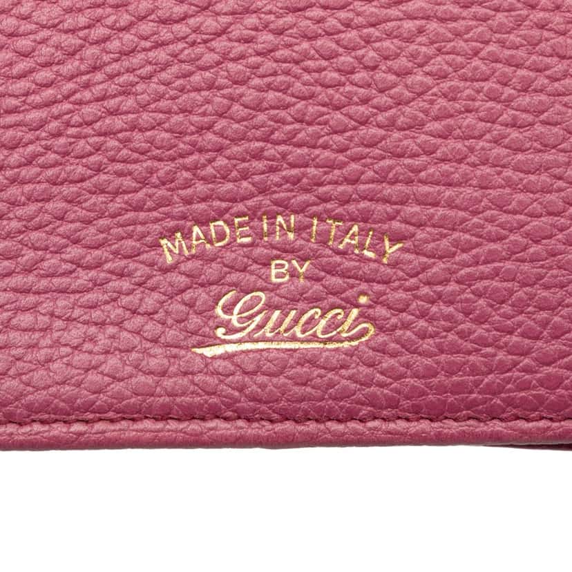 Gucci Dollar Calfskin Swing Wallet On Strap Pink Leather Very good condition - Box View