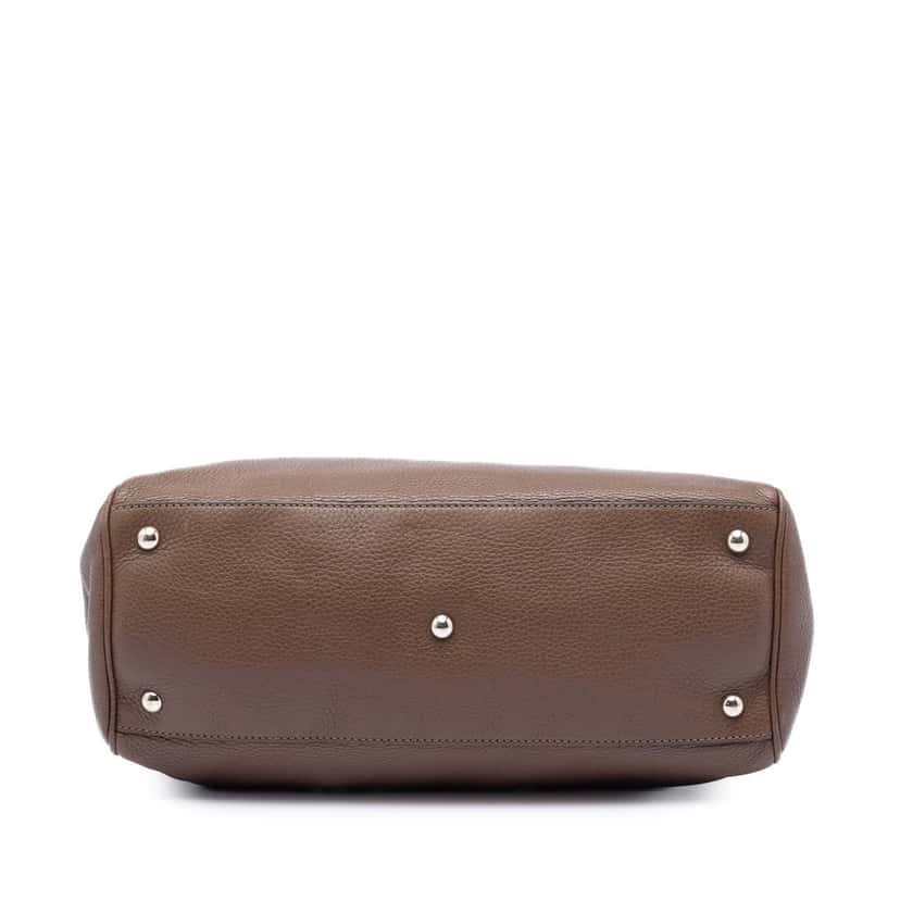 Gucci Medium Calfskin Bamboo Shopper Satchel Brown Leather Very good condition - Inside View