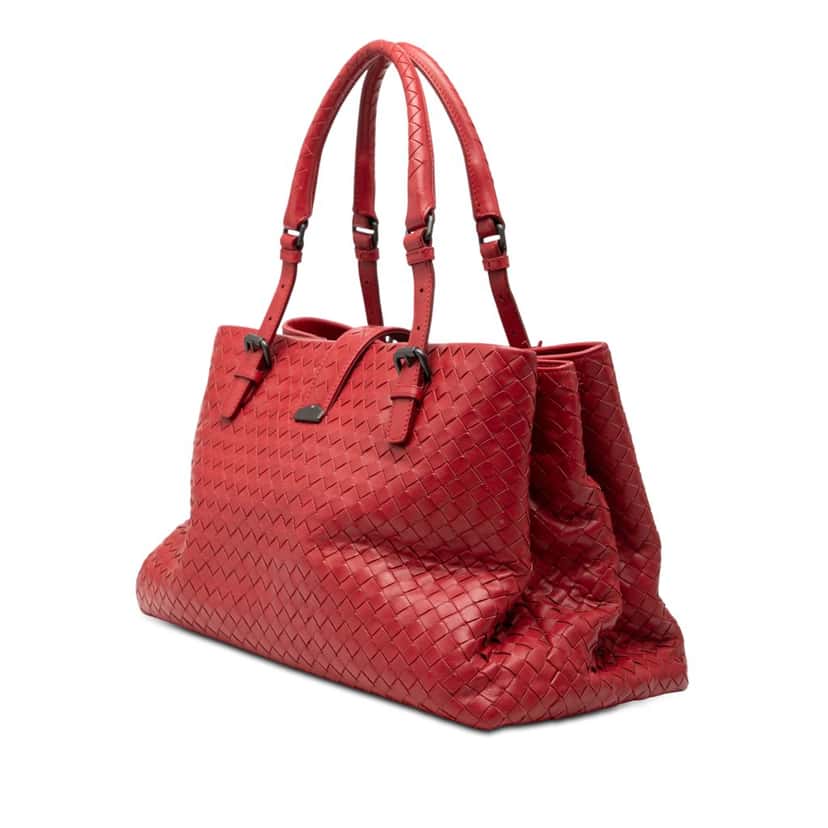 Bottega Veneta Medium Nappa Intrecciato Roma Tote Red Leather Very good condition - Back View